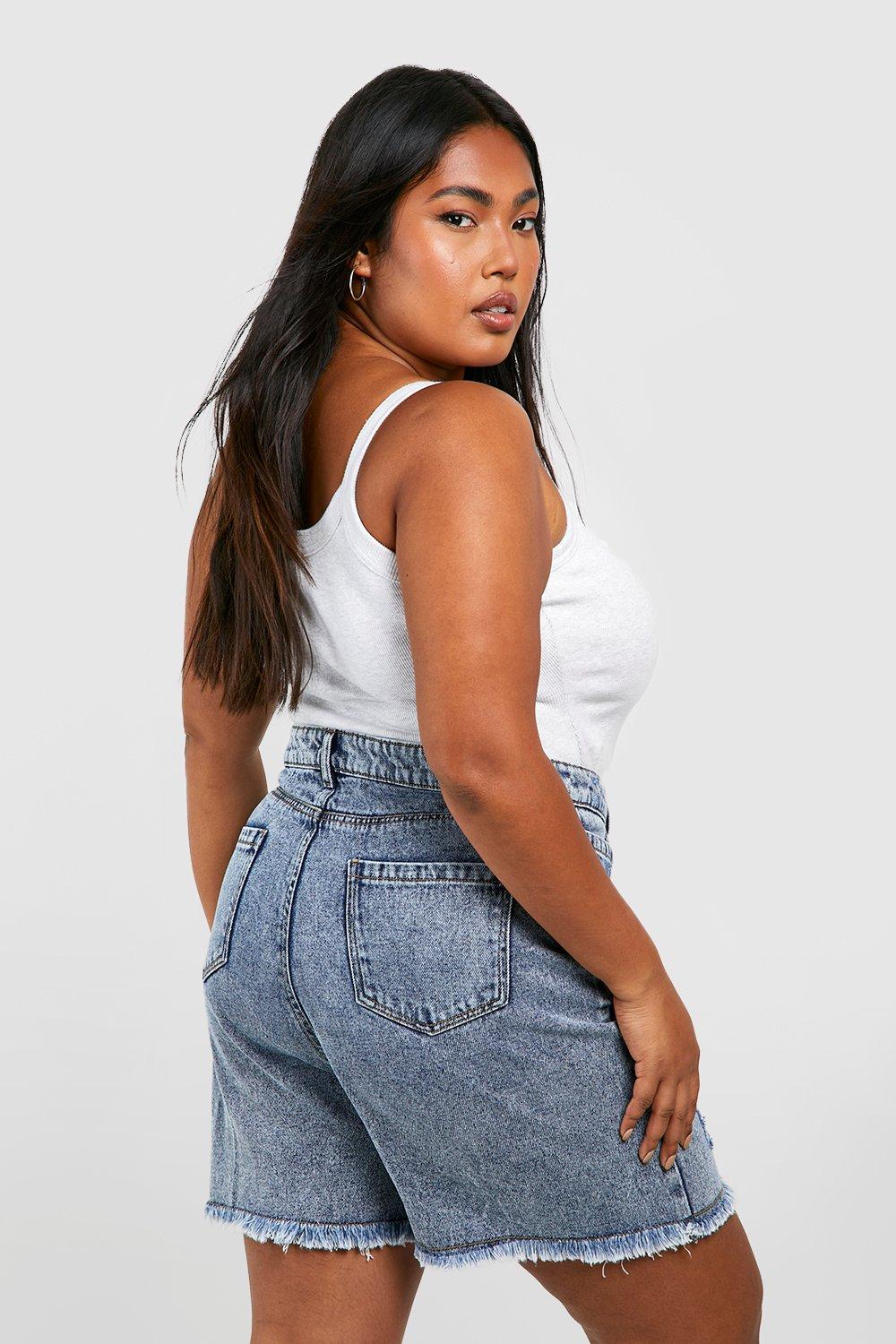 Plus size acid wash shorts outlet
